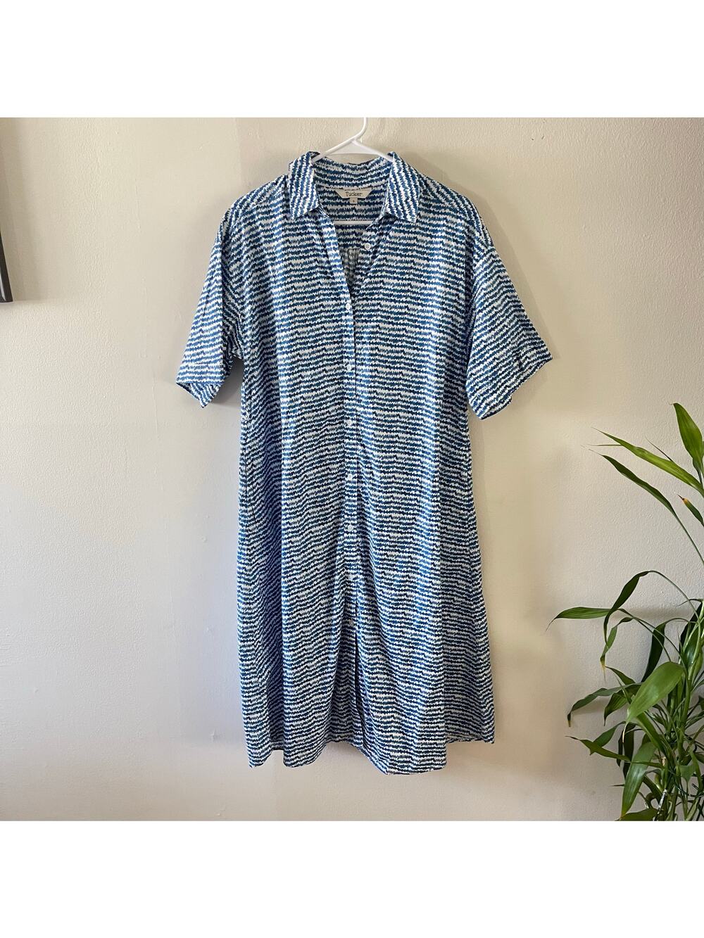 Tucker NYC Womens Small Safari Shirt Dress Cobalt Blue Belted Utility